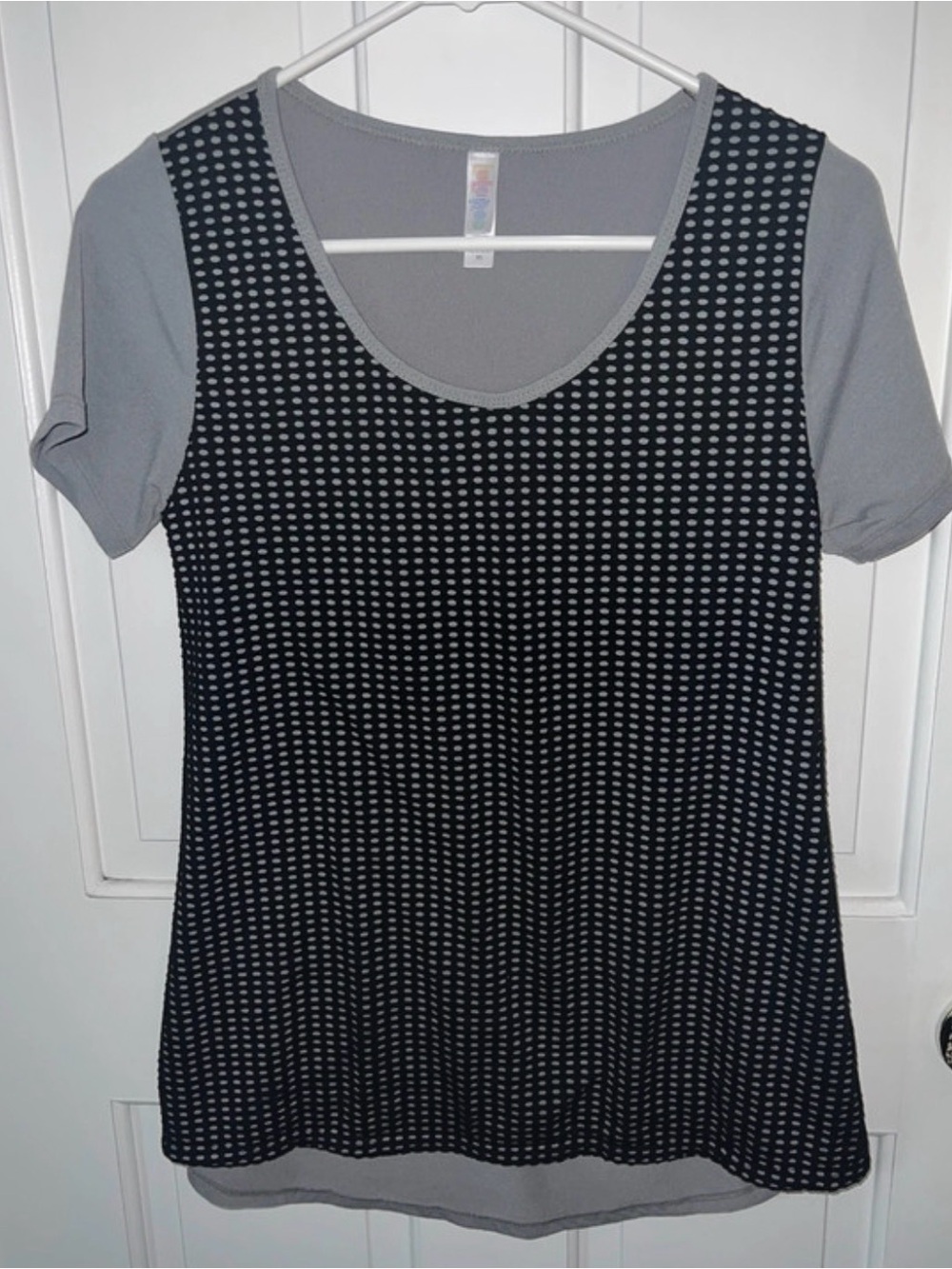 Gray and Black mesh Short Sleeve Women's Top